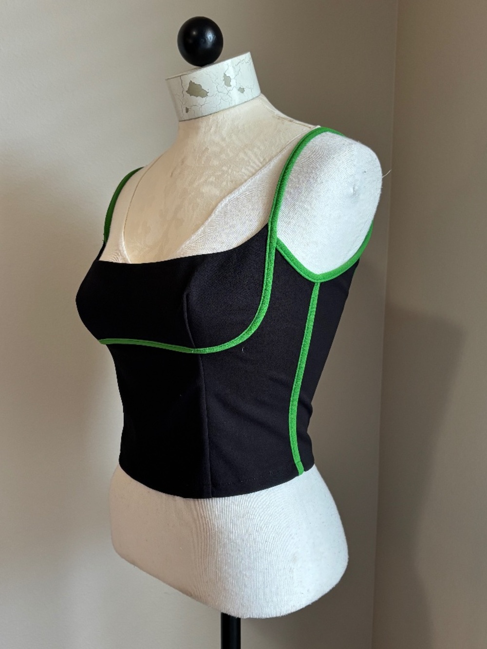 Black & Green corset line tank top